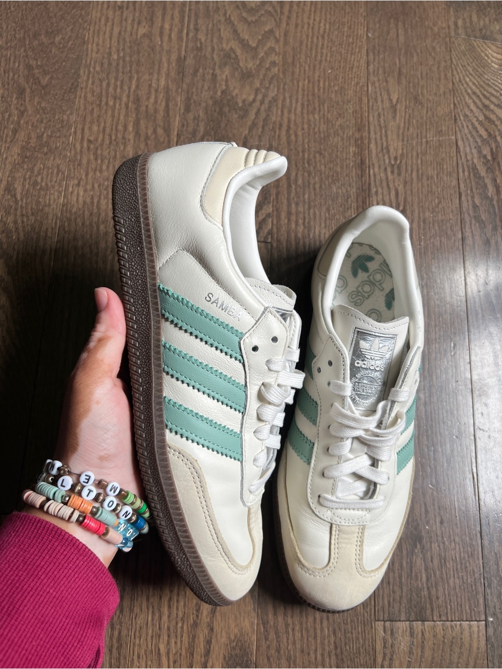 adidas samba classic hazy green Cream Sneakers women’s size 8